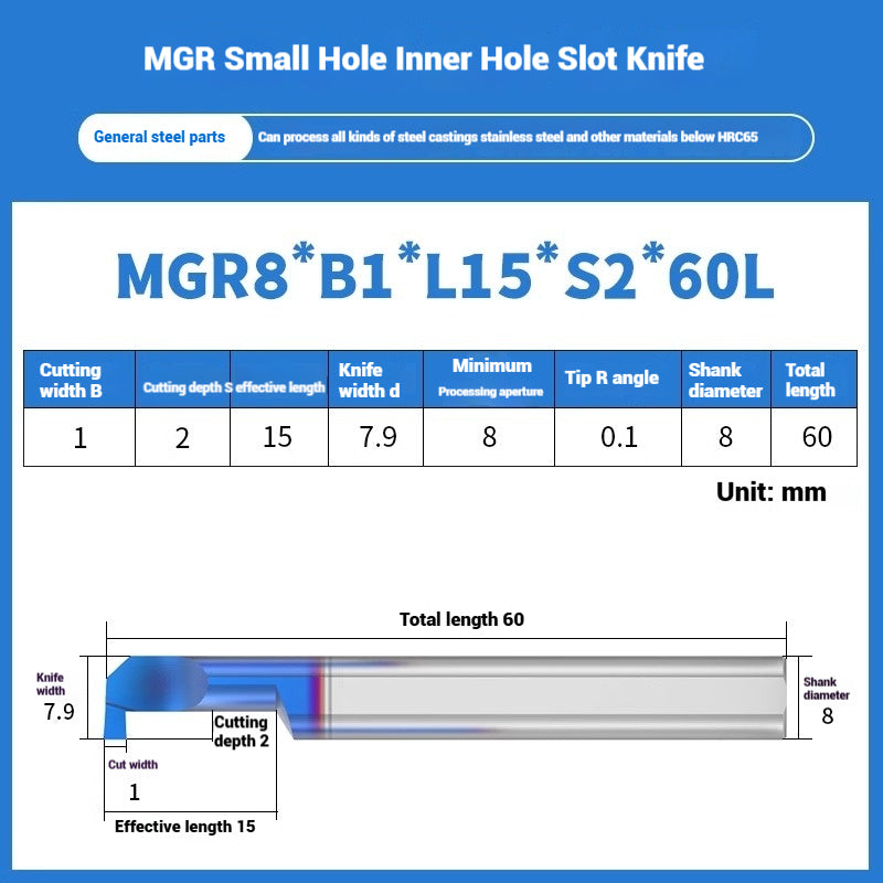 1134-MGR small bore groove cutter wear-resistant micro groove hook cutter CNC tungsten steel alloy small bore cutting groove turning tool Shandong Denso Pricision Tools Co.,Ltd.